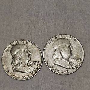 lot 58 image: 1958,1963 Franklin Halfs, 50c