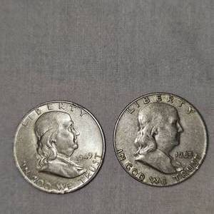 lot 50 image: 1963,1949 Franklin Halfs, 50c