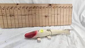 lot 129 image: Early Jointed XL Carved Spearing Decoy