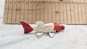 lot 137 image: 1960s Spearing Decoy, Handcrafted by D.B, Very Ornate, Retaining 98% Original Paint