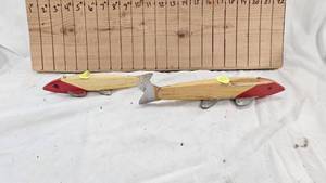 lot 138 image: (2) 7 & 8 1950s Set of Spearing Decoy