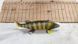 lot 144 image: As New, Wood Carved Perch Spearing Decoy