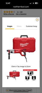 lot 33 image: Milwaukee Corded SDS Plus D-Handle Rotary Hammer Drill, 1in., 5860 BPM, 8 Amp, Model# 5262-21 Used