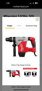 lot 37 image: Used -works- $449 retail new -Milwaukee 1-916in. SDS Max Corded Rotary Hammer, Model# 5517-21