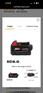 lot 40 image: Milwaukee M18 REDLITHIUM XC5.0 Battery, Model# 48-11-1850 New - 2025 Date Code