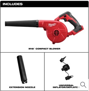 lot 1 image: Brand New-Milwaukee M18 Cordless Compact 100 CFM Blower, Tool Only, Model# 0884-20 $134 Retail