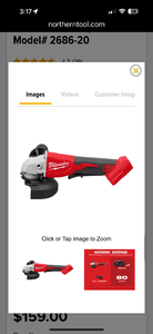 lot 12 image: Milwaukee M18- 4-12in.6in. Braking Grinder, Paddle Switch, Model# 3670-20 BRAND NEW 25 Date Code