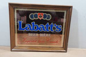 lot 13 image: Vintage Labatts Canadian Beer Bar Mirror Sign
