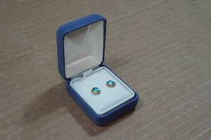 lot 49 image: Blue Topaz Earrings - 10k Yellow Gold