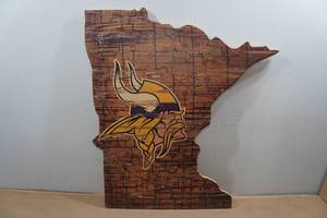 lot 77 image: Minnesota Vikings Wooden Sign