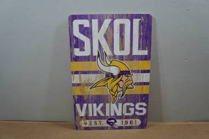 lot 78 image: Minnesota Vikings Wooden Sign