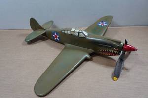 lot 128 image: Curtiss P-40 WWII Warhawk Wood Fighter Airplane