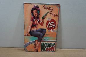lot 217 image: Vintage Style Metal Sign - Mountain Dew