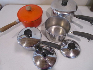 lot 59 image: Enamel & Revere Kettles