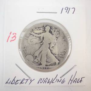 lot 13 image: 1917 Walking Half Dollar