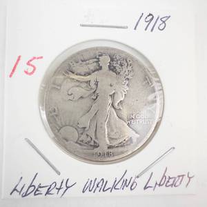 lot 15 image: 1918 Walking Half Dollar
