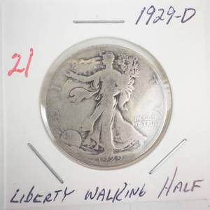 lot 21 image: 1929-D Walking Half Dollar