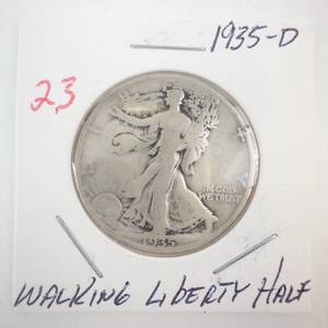 lot 23 image: 1935-D Walking Half Dollar