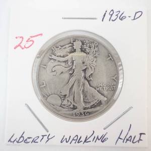 lot 25 image: 1936-D Walking Half Dollar