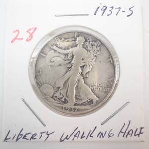 lot 28 image: 1937-S Walking Half Dollar
