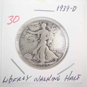 lot 30 image: 1939-D Walking Half Dollar
