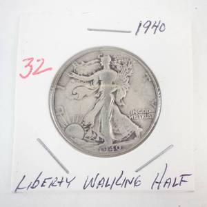 lot 32 image: 1940 Walking Half Dollar