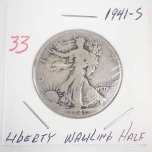 lot 33 image: 1941-S Walking Half Dollar