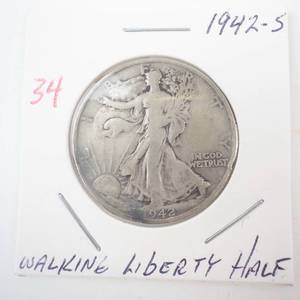 lot 34 image: 1942-S Walking Half Dollar