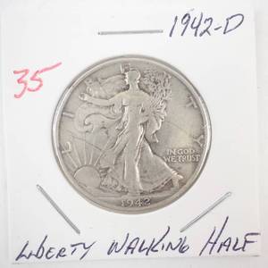 lot 35 image: 1942-D Walking Half Dollar