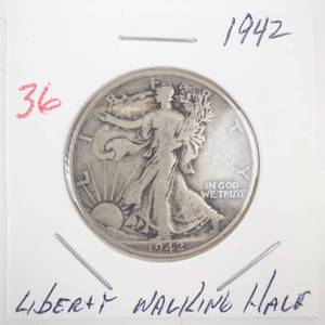 lot 36 image: 1942 Walking Half Dollar