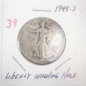 lot 39 image: 1945-S Walking Half Dollar