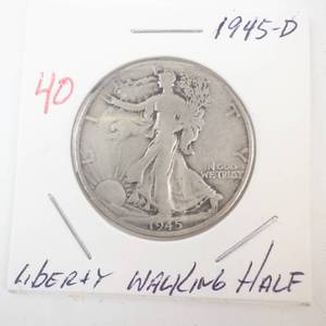 lot 40 image: 1945-D Walking Half Dollar