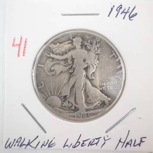 lot 41 image: 1946 Walking Half Dollar