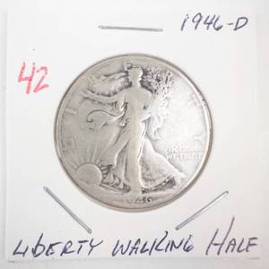 lot 42 image: 1946-D Walking Half Dollar