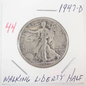 lot 44 image: 1947-D Walking Half Dollar