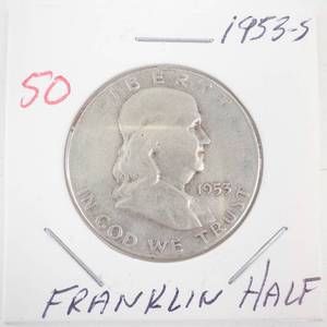 lot 50 image: 1953-S Franklin Half Dollar