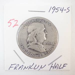 lot 52 image: 1954-S Franklin Half Dollar