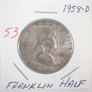 lot 53 image: 1958-D Franklin Half Dollar