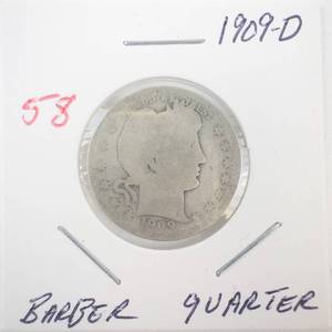 lot 58 image: 1909-D Barber Quarter