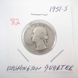 lot 82 image: 1951-S Washington Quarter