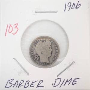 lot 103 image: 1906 Barber Dime