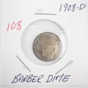 lot 108 image: 1908-D Barber Dime