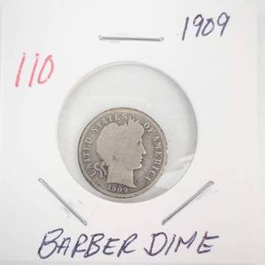 lot 110 image: 1909 Barber Dime
