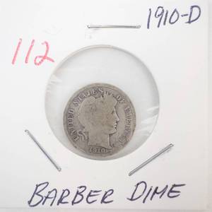 lot 112 image: 1910-D Barber Dime