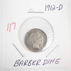 lot 117 image: 1912-D Barber Dime