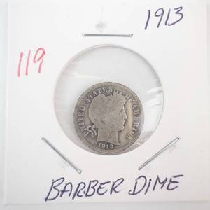 lot 119 image: 1913 Barber Dime