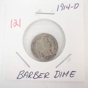 lot 121 image: 1914-D Barber Dimer