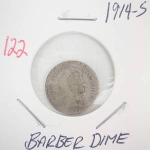 lot 122 image: 1914-S Barber Dime