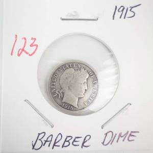 lot 123 image: 1915 Barber Dime