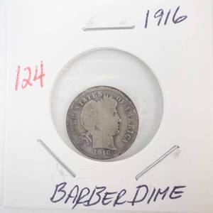 lot 124 image: 1916 Barber Dime